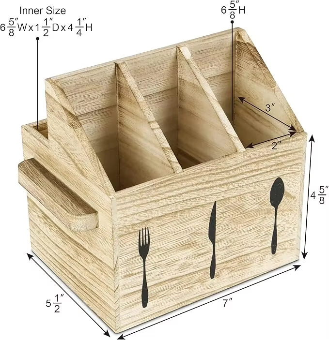 Wooden Utensil Holder OEM | Paulownia Silverware Caddy | Countertop Organizer Custom