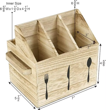 Wooden Utensil Holder OEM | Paulownia Silverware Caddy | Countertop Organizer Custom