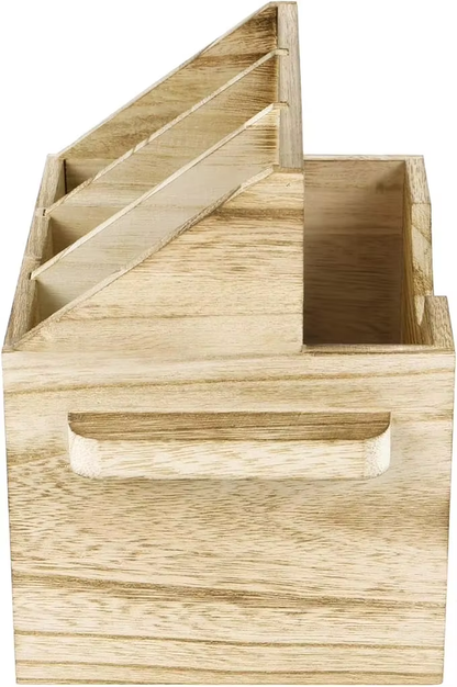 Wooden Utensil Holder OEM | Paulownia Silverware Caddy | Countertop Organizer Custom