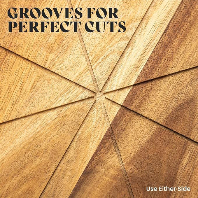 Acacia Wood Pizza Peel OEM | Multi-functional 12.6in | Slicing Grooves Custom