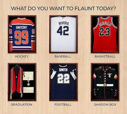 Wooden Jersey Shadow Box OEM | UV Acrylic Wall Display Case | Sports Decor Custom
