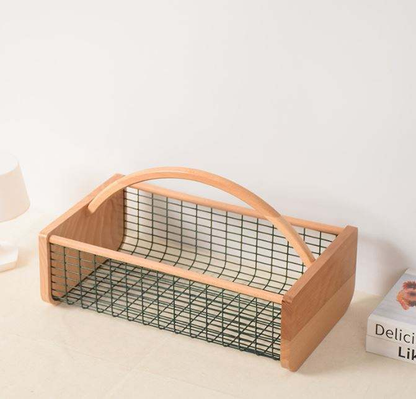 Wooden Garden Harvest Basket OEM | Wire Mesh Picking Hod | Outdoor Kitchen Custom