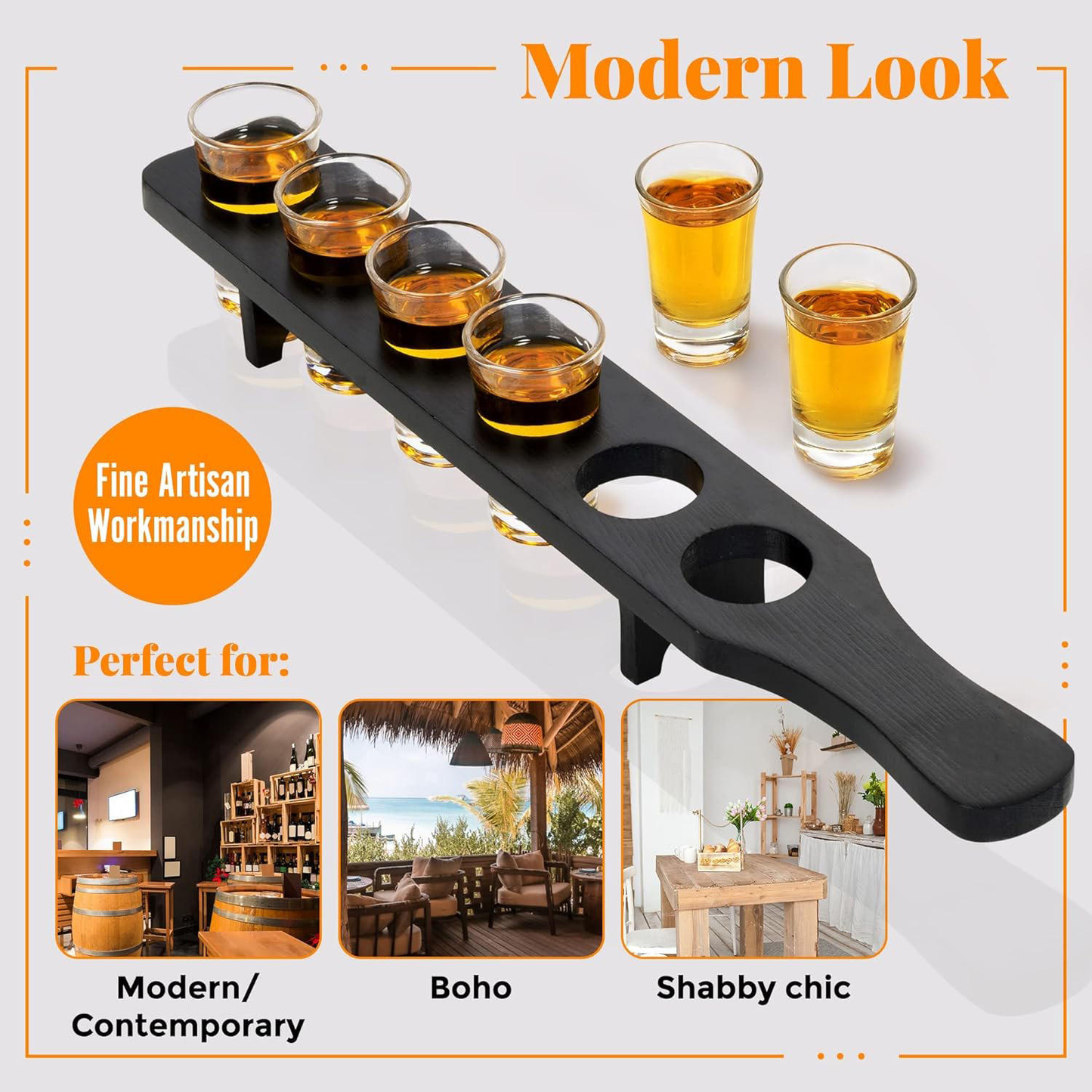 Wooden Shot Glass Flight Board OEM | 6-Cup Tequila Set | Bar & Restaurant Custom