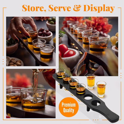 Wooden Shot Glass Flight Board OEM | 6-Cup Tequila Set | Bar & Restaurant Custom