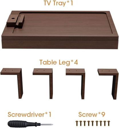 Bamboo TV Tray OEM | Sofa Armrest Table | 360° Rotating Drawer Adjustable Legs