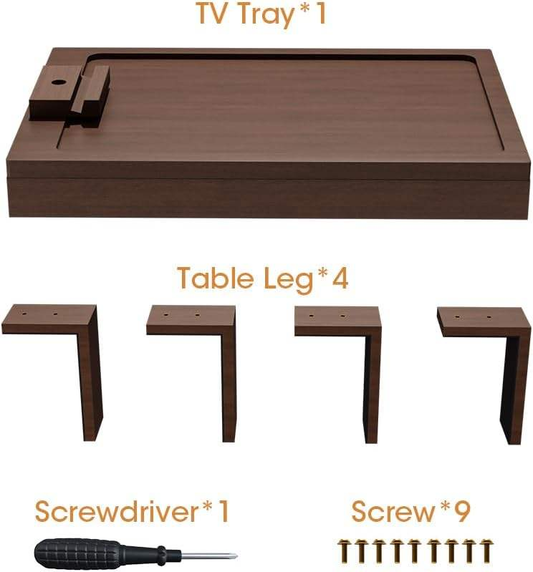 Bamboo TV Tray OEM | Sofa Armrest Table | 360° Rotating Drawer Adjustable Legs