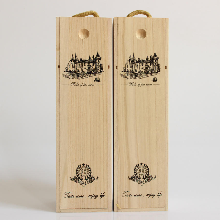 Wooden Wine Gift Box OEM | Pine Single Bottle Sliding Lid | Custom Logo