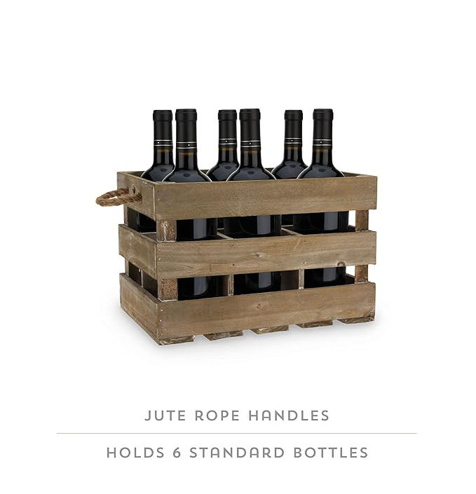 Wooden Wine Crate OEM | Rustic 6-Bottle Storage Rack | Jute Rope Handles Custom