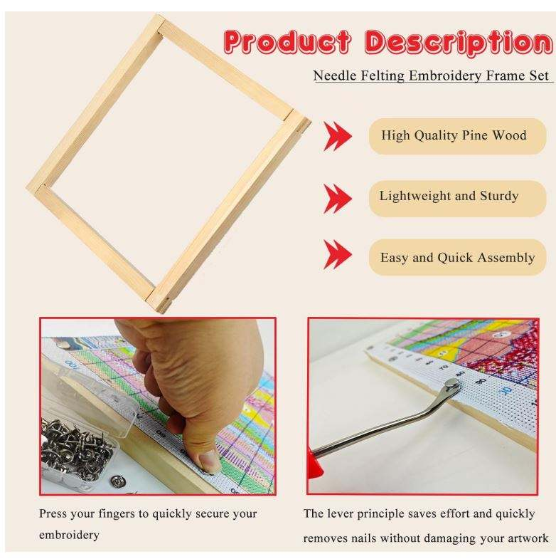 Wood Needlework Stretcher Bars OEM | Pine | 24pcs 6 Sets with Thumb Tacks