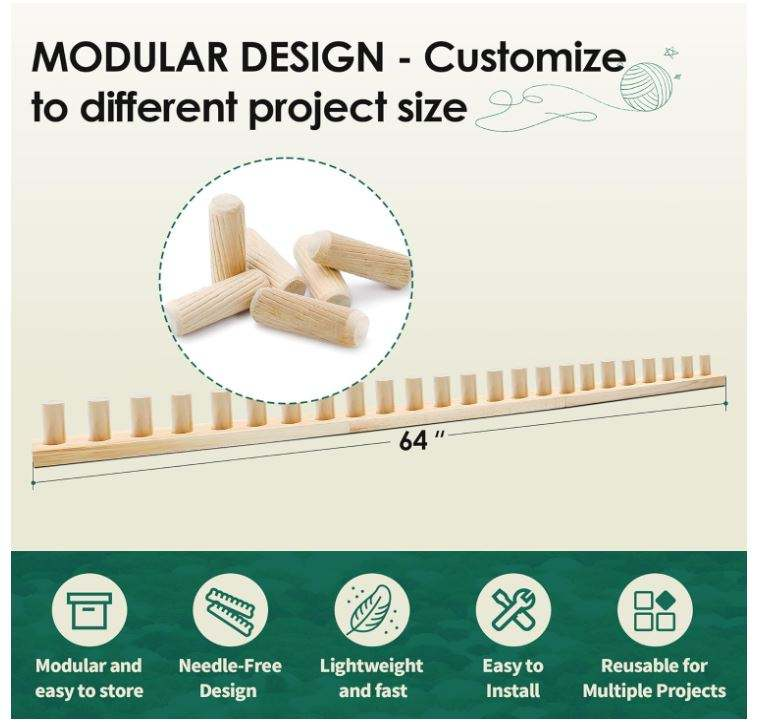 Wholesale Custom 64" FSC Wooden Chunky Blanket Loom | Adjustable Modular Hand Knitting Weaving Frame Kit