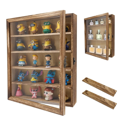 Wholesale Custom FSC Wooden Shadow Box Display Case | Removable Shelves Collectible Showcase Cabinet