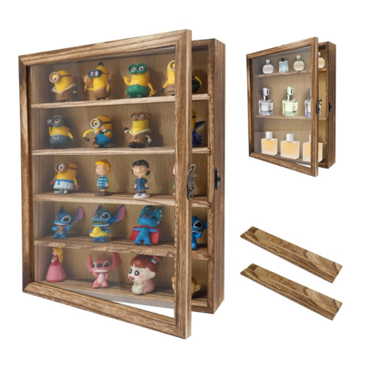 Wholesale Custom FSC Wooden Shadow Box Display Case | Removable Shelves Collectible Showcase Cabinet