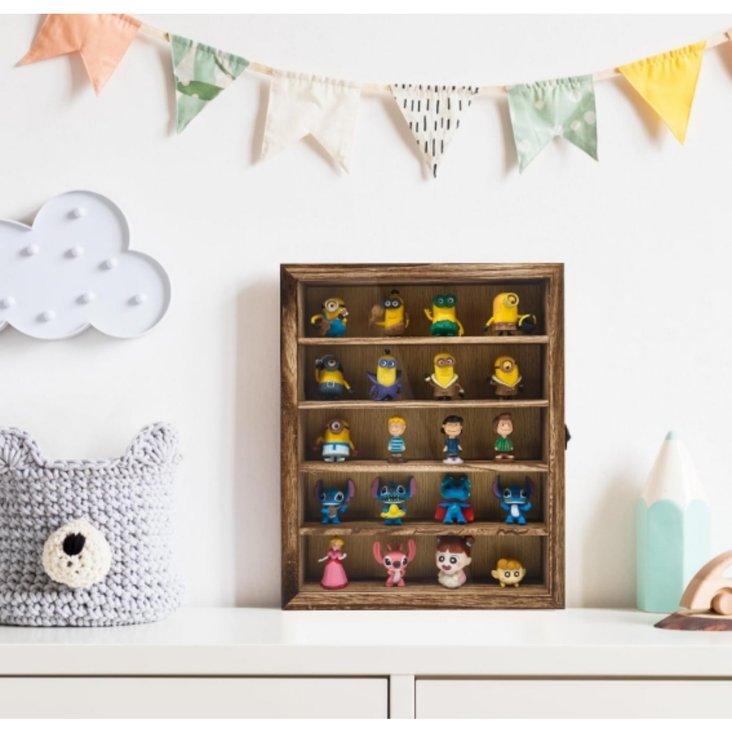 Wholesale Custom FSC Wooden Shadow Box Display Case | Removable Shelves Collectible Showcase Cabinet