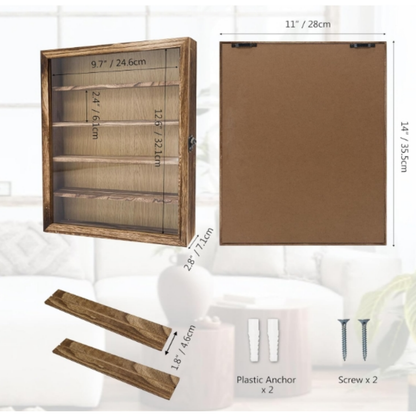 Wholesale Custom FSC Wooden Shadow Box Display Case | Removable Shelves Collectible Showcase Cabinet