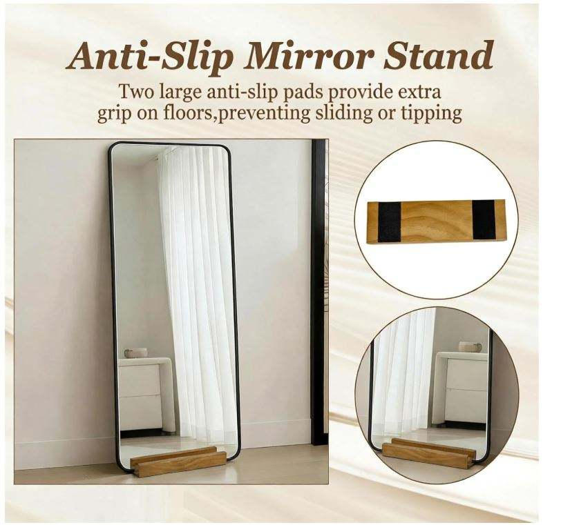 Wholesale Custom FSC Wooden Floor Mirror Stand Base | Anti-Slip Full Length Mirror Holder Bracket