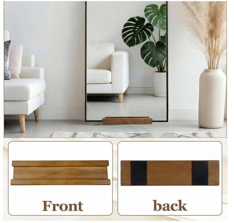 Wholesale Custom FSC Wooden Floor Mirror Stand Base | Anti-Slip Full Length Mirror Holder Bracket