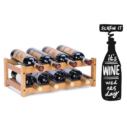 Wholesale Custom FSC Bamboo Wine Rack | 2-Tier Countertop 8-Bottle Storage Display Holder