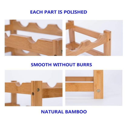 Wholesale Custom FSC Bamboo Wine Rack | 2-Tier Countertop 8-Bottle Storage Display Holder