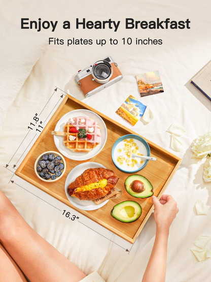 Bamboo Bed Tray Table with Foldable Legs | Raised-Edge Breakfast Tray for Bed, Sofa & Couch | Wholesale OEM Custom Logo