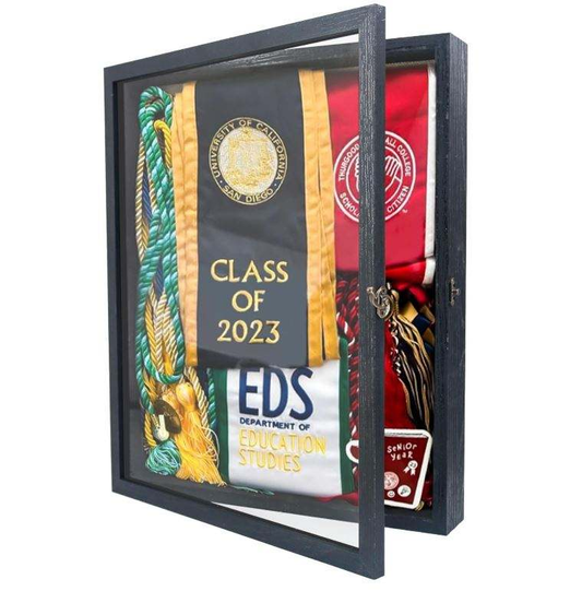 Graduation Shadow Box Frame 13x16 | Deep Display Case with Real Glass & Linen Backing | Wholesale OEM Custom