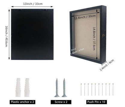 Graduation Shadow Box Frame 13x16 | Deep Display Case with Real Glass & Linen Backing | Wholesale OEM Custom