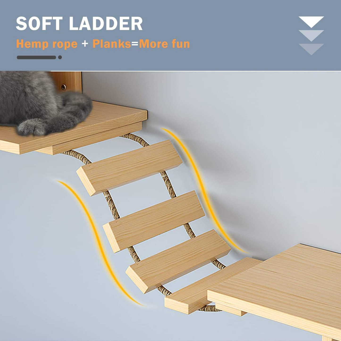 Wall-Mounted Cat Climbing Wall Set | 7-Piece Wood Cat Shelves with Scratching Post, Soft Ladder & Cat House | Wholesale OEM