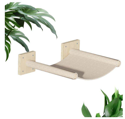 Wall-Mounted Cat Shelves with Sisal Scratching Post | 3-Step Climbing Stairs + Cat Hammock | 40 lbs Capacity | Wholesale OEM