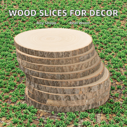 Wholesale Unfinished Round Wood Slices 15-18cm | Natural Bark Edge | Wedding & Seasonal Decor | OEM Custom Sizes Available