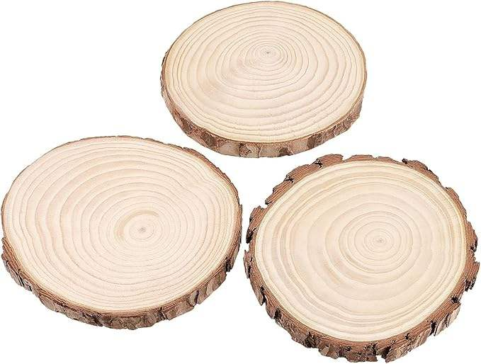 Wholesale Unfinished Round Wood Slices 15-18cm | Natural Bark Edge | Wedding & Seasonal Decor | OEM Custom Sizes Available
