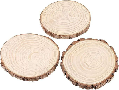 Wholesale Unfinished Round Wood Slices 15-18cm | Natural Bark Edge | Wedding & Seasonal Decor | OEM Custom Sizes Available