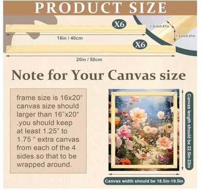 Wholesale 16x20 Inch Canvas Stretcher Bars Kit 3-Pack | Pine Wood Frame for Oil Painting Diamond Painting Embroidery | OEM | Factory Direct