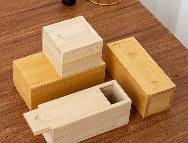 Plain Pine Wood Gift Box | Unfinished Natural Wooden Storage Box with Clasp & Sliding Lid | Custom Logo Engraving