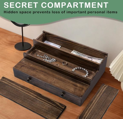 3-Tier Cologne Stand with Drawer & Hidden Compartment | Wooden Perfume Organizer Display Shelf for Men