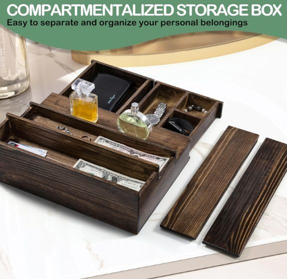 3-Tier Cologne Stand with Drawer & Hidden Compartment | Wooden Perfume Organizer Display Shelf for Men