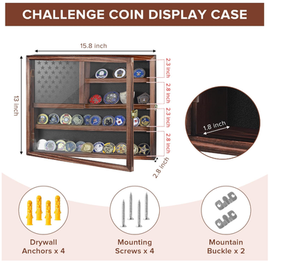 Custom Challenge Coin Display Case | Military Coin Holder Cabinet with Removable Star Board & Hidden Compartment