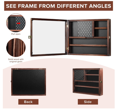 Custom Challenge Coin Display Case | Military Coin Holder Cabinet with Removable Star Board & Hidden Compartment