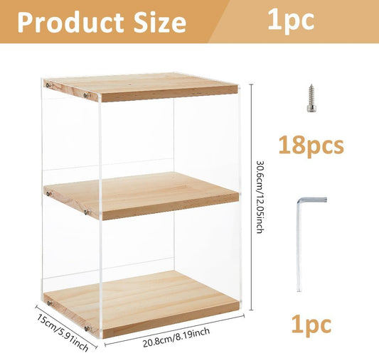 3-Tier Acrylic & Wood CD Storage Rack | Stackable Wooden Display Shelf for CDs, DVDs & Collectibles