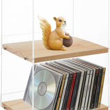 3-Tier Acrylic & Wood CD Storage Rack | Stackable Wooden Display Shelf for CDs, DVDs & Collectibles