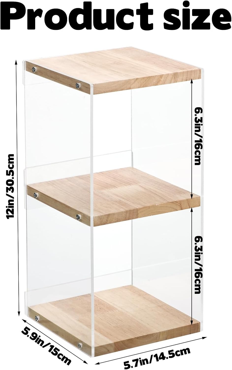 3-Tier Acrylic & Wood CD Storage Rack | Stackable Wooden Display Shelf for CDs, DVDs & Collectibles