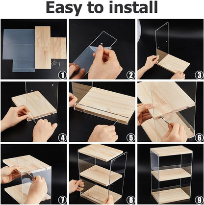 3-Tier Acrylic & Wood CD Storage Rack | Stackable Wooden Display Shelf for CDs, DVDs & Collectibles