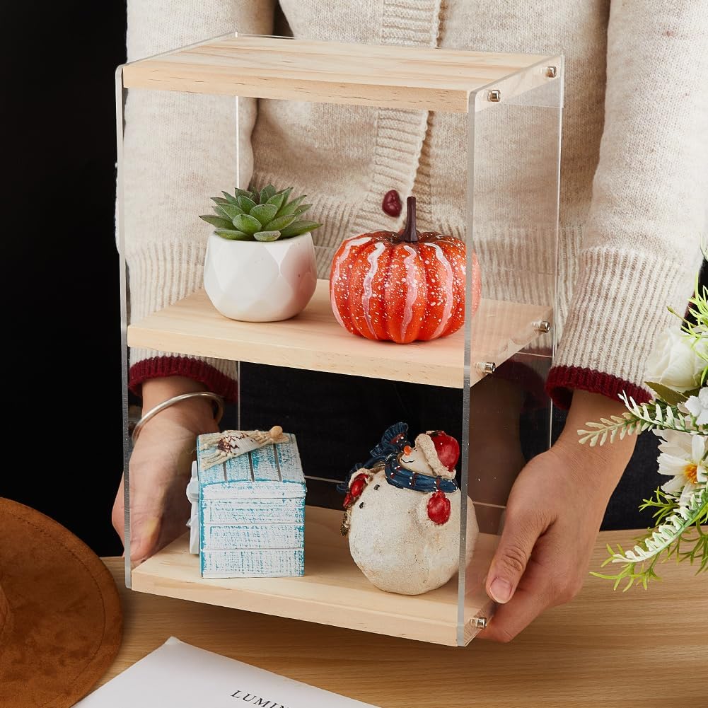 3-Tier Acrylic & Wood CD Storage Rack | Stackable Wooden Display Shelf for CDs, DVDs & Collectibles
