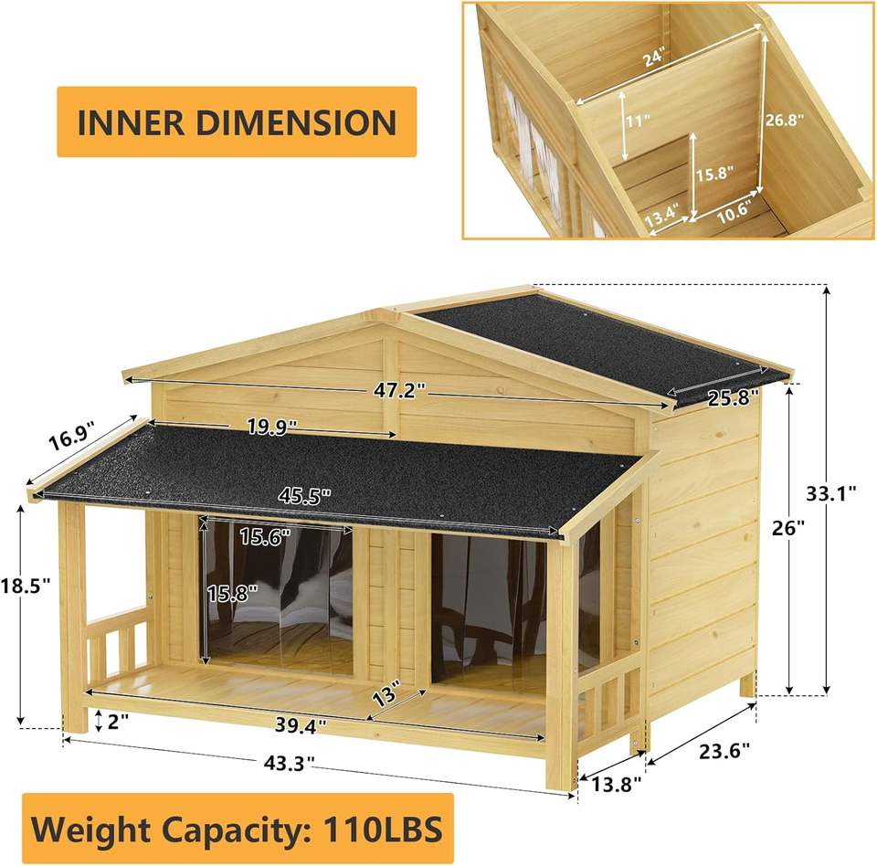 Wholesale Large Waterproof Wooden Doghouse 47in