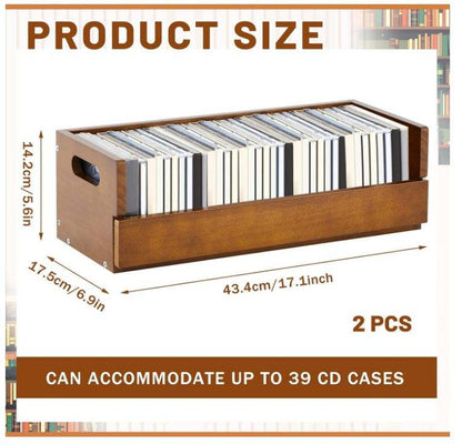 Wood Media Storage Box OEM | Carbonized CD & Tape Organizer | Free-Standing Custom