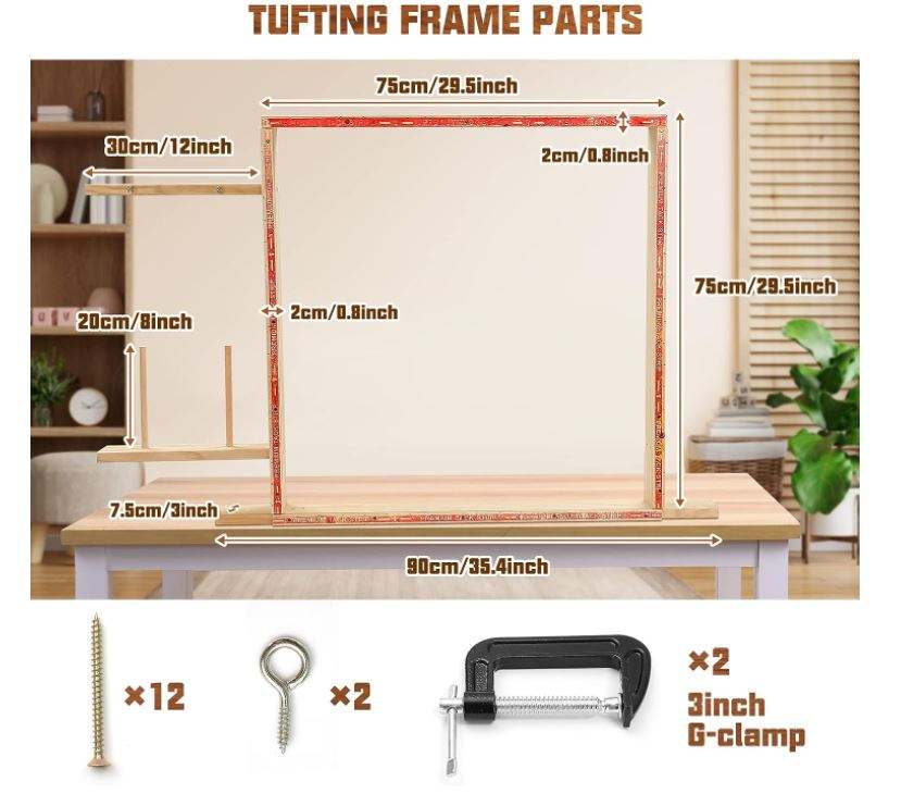 Rug tufting frame assembly