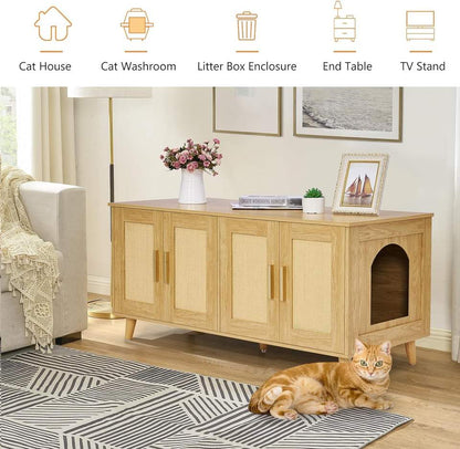 Litter box enclosure rattan door detail