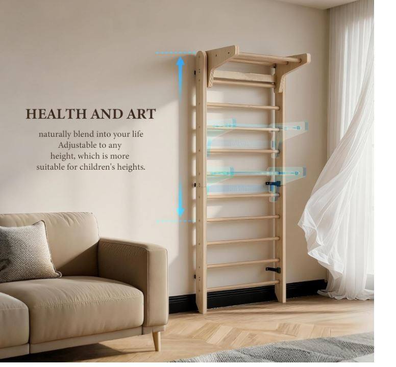 Wall-Mounted Swedish Ladder Gym Bar - detail view