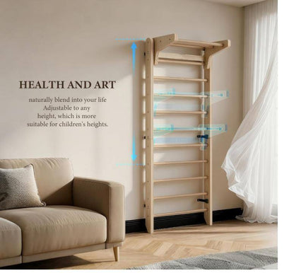 Wall-Mounted Swedish Ladder Gym Bar - detail view