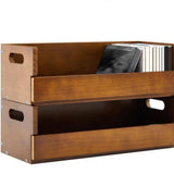Wood Media Storage Box OEM | Carbonized CD & Tape Organizer | Free-Standing Custom