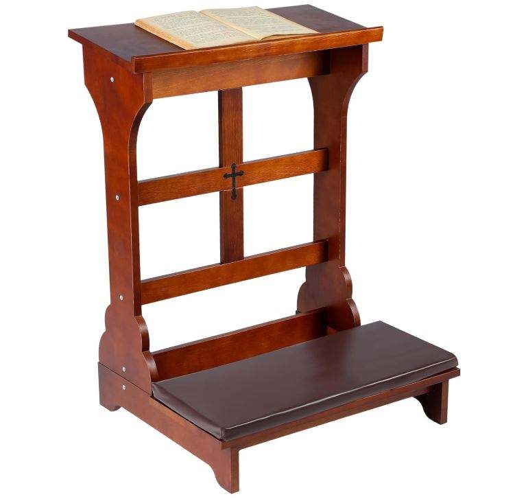Wholesale solid wood prayer bench stool with cushion