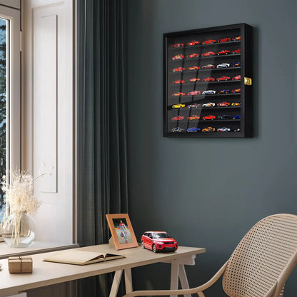 Wholesale 1:64 Scale Diecast Model Car Display Case | Black Wall-Mounted Storage Box | Factory Direct
